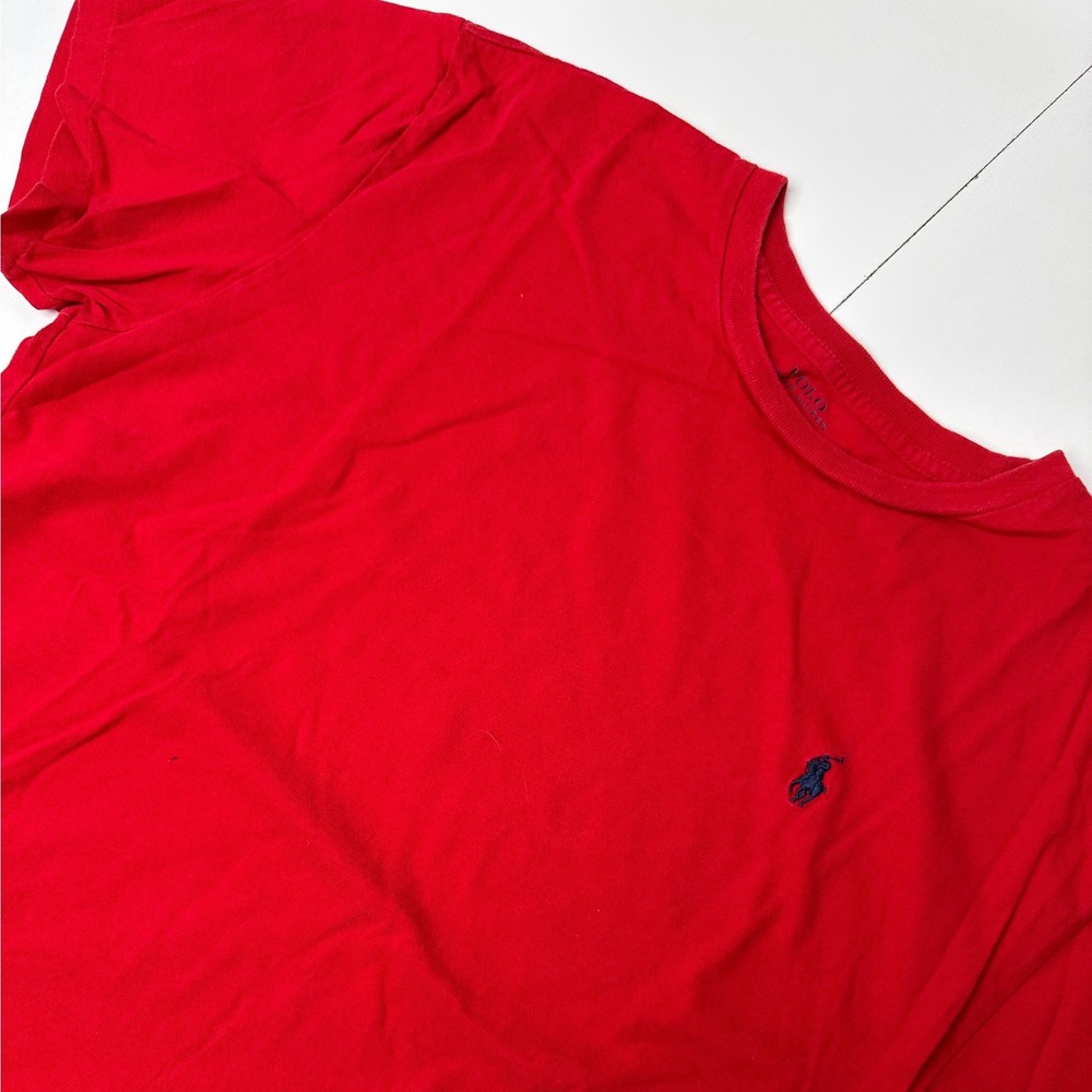 Polo Ralph Lauren Mens Red Crewneck Short Sleeve T-Shirt Size Medium Navy Pony